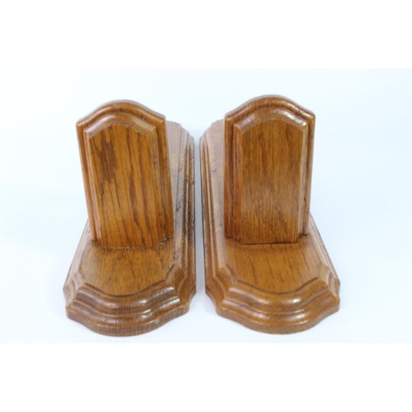 Vintage Wood Wall Candle Sconces Set of Two 14 Inch Oak Finish - Picture 6 of 6